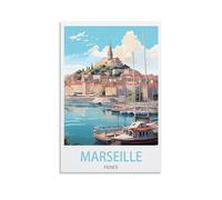 EZMLFA Kits de peinture à l'huile DIY pour adultes enfants Marseille Frances Kit de peinture par numéro sur toile pour adultes Nouveau cadeau de peintre Cadeaux DIY 30x40cm