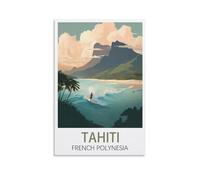EZMLFA Peinture par numéros à faire soi-même pour adultes, toile Tahiti, Polynésie française, kits de peinture à l'huile exquise par numéros pour débutants 50 x 60 cm
