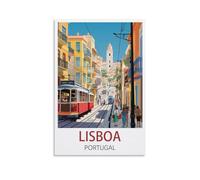 EZMLFA Peinture par Numéros Affiches de Lisbonne, Portugal Inclure Acrylique et pinceau, Loisirs Activités D'art Artisanales Kit Paint by Numbers 30x40cm