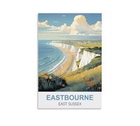 EZMLFA Peinture par numéros pour adultes Eastbourne East Sussex Kit de peinture artisanale DIY Toile roulée sans cadre 50 x 60 cm