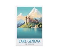 EZMLFA Peinture par numéros pour adultes Lac Léman Suisse Kits de peinture à l'huile bricolage Peinture par numéros Dessin sur toile Art Décoration intérieure Cadeaux 50x60cm
