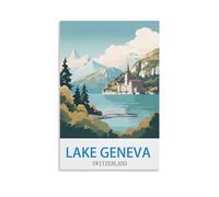 EZMLFA Peinture par numéros pour adultes Lac Léman Suisse Peinture par numéros facile pour débutants, peinture acrylique aquarelle par numéros pour enfants Cadeau Décor 30x40cm