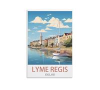 EZMLFA Peinture par numéros pour adultes Lyme Regis Angleterre DIY Peinture numérique pour débutants Décoration murale Dessin Cadeau 40x50cm