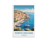 EZMLFA Peinture par numéros pour adultes Porto Vecchio Corse Kit de peinture artisanale DIY Toile roulée sans cadre 20x30cm