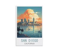 EZMLFA Peinture par numéros pour adultes San Diego, Californie, bricolage, peinture numérique pour débutants, décoration murale, dessin, cadeau 50 x 60 cm