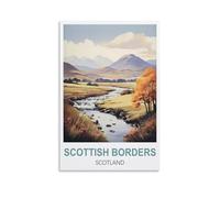 EZMLFA Peinture par numéros pour adultes Scottish Borders Écosse Kit de peinture artisanale DIY Toile roulée sans cadre 20x30cm