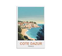 EZMLFA Peinture par numéros pour adultes sur toile Côte d'Azur France DIY Peinture à l'huile, dessins, peintures avec pinceaux Décoration Cadeau 30x40cm