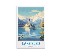 EZMLFA Peinture par numéros pour adultes sur toile, lac de Bled, Slovénie, bricolage, peinture à l'huile, dessins, peintures avec pinceaux, décoration, cadeau, 20 x 30 cm