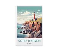 EZMLFA Peinture par numéros pour filles adultes Côtes d'Armor France Phare Peinture par numéros facile pour débutant Artisanat pour décoration murale Dessin 40x50cm