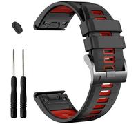 EZMVZKU Bracelet de montre en silicone à ajustement rapide de 22 mm pour Fenix 7 6 5 7 Pro 6 Pro 5 Plus, bracelet de rechange pour Garmin Forerunner 965 955/Approach S70 47 mm, noir/rouge