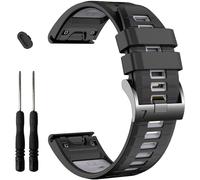 EZMVZKU Bracelet de montre en silicone à ajustement rapide de 22 mm pour Fenix 7 6 5 7 Pro 6 Pro 5 Plus, bracelet de rechange sport pour Garmin Forerunner 965 955/Approach S70 47 mm, noir/gris