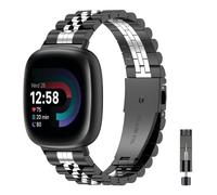 EZMVZKU Bracelets de montre en métal pour Fitbit Versa 4/Sense 2/Versa 3/Sense bracelets en acier inoxydable pour homme et femme, noir/argent
