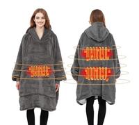 Eznaobo Couverture à capuche chauffante électrique surdimensionnée chaude pour homme et femme avec doublure Sherpa en polaire pour femmes, filles, adultes, hommes, garçons et enfants, gris, 40*33*6cm