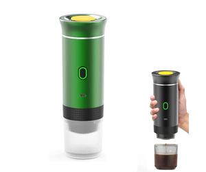 Eznaobo Machine à Cafe Portable, 3 En 1 Machine à expresso électrique portable, 12V Expresso Cafetière Rechargeable, Pour Bureau, voyage, Maison,compatible avec Capsules K-Cup et café moulu (green)