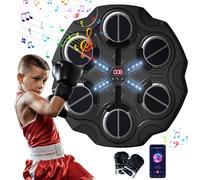 Eznaobo Machine de boxe musicale avec gants de boxe, machine de boxe intelligente Bluetooth avec 3 vitesses et lumière, machine de boxe murale pour enfants et adultes (C-noir)