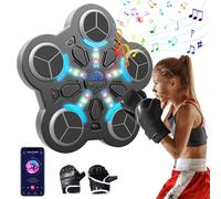 Eznaobo Machine de boxe musicale avec gants de boxe, machine de boxe intelligente Bluetooth avec 3 vitesses et lumière, machine de boxe murale pour enfants et adultes (B)