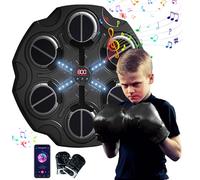 Eznaobo Machine de boxe musicale murale avec gants de boxe, 3 vitesses et lumière LED, machine de boxe intelligente Bluetooth, machine de boxe pour enfants et adultes