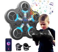 Eznaobo Machine de boxe musicale murale avec gants de boxe, 3 vitesses et lumière LED, machine de boxe intelligente Bluetooth pour enfants et adultes (B)