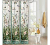 EZON-CH Rideau de Douche imperméable vitrail Prairie Fleur Libellule Impression Tissu Polyester Rideau de Salle de Bain Maison hôtel Appartement Salle de Bain Rideau de Douche 183 x 183 cm