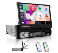 EZoneTronics Autoradio 1 Din avec Carplay Android Auto Lien Miroir Bluetooth Rétractation Manuelle 7'' Écran Tactile GPS Mains Libres Radio FM/Clé 7 Couleurs/EQ/USB/Commande au Volant/AUX/SD