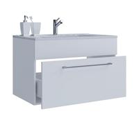 Ezooza Ensemble de salle de bain 2 pièces grand meuble avec 1 tiroir et lavabo suspendus, blanc,
