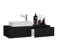 Ezooza Espace meuble suspendu avec lavabo en céramique de haute qualité, noir,