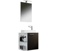 Ezooza Oasi Meuble suspendu avec lavabo en céramique de haute qualité et miroir, Blanc/Anthracite, lavabo Blanc