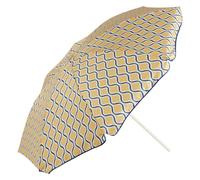 EZPELETA Parasol de style vintage de plage ou de terrasse en aluminium pliable et léger (inclinable). Protection solaire UPF 50+ (diamètre 163 cm). Livré avec housse et filetage., Vagues jaunes, 163cm