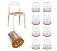 Ezprotekt Protection Pied de Chaise, 16-20mm Clair Patins pour Chaises en Silicone avec Feutre épaissi, 16 pièces Petit Patin de Chaise Protections Tampon de Sol, réduire Les Rayures