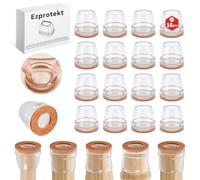 Ezprotekt Protection Pied de Chaise, 21-25mm Clair Patins pour Chaises en Silicone avec Feutre épaissi, 16 pièces Petit Patin de Chaise Protections Tampon de Sol, réduire Les Rayures