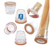 Ezprotekt Protection Pied de Chaise, 21-25mm Patins pour Chaises en Silicone avec Feutre épaissi, 8 pièces Clair Petit Patin de Chaise Protections Tampon de Sol, réduire Les Rayures