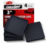 Ezprotekt Sous Verres de Meubles 4 roulettes, Patins de Meubles antidérapants 76*76mm pour sols en Bois Dur, Rondes en Caoutchouc antidérapantes pour Meubles, Protections de Sol antidérapantes, Nero