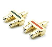 ezqnirk 2PCS Monster Binary Binary RCA Conversion audio RCA 3 Interfaces Gold Cuivre Lotus 1 Homme à 2 Adaptateur de transfert Femme