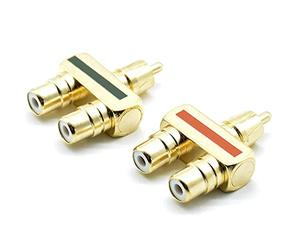 ezqnirk 2PCS Monster Binary Binary RCA Conversion audio RCA 3 Interfaces Gold Cuivre Lotus 1 Homme à 2 Adaptateur de transfert Femme