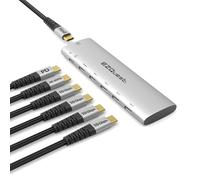 EZQuest Adaptateur USB-C Slim Gen 2 6 en 1 : 1 USB-C 4K/60 Hz, 4 USB-C Gen 2 10 Gbit/s et 1 USB-C Power Delivery 3.0