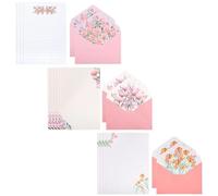 Ezranova Lot de 12 papiers à lettre + 6 enveloppes, 18 pièces de papier à lettre avec enveloppes, lot d'enveloppes - Design floral unique - Papier à lettre ligné mignon (multicolore 02)