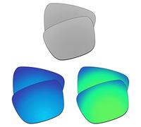 EZReplace Verres de rechange compatibles avec les lunettes de soleil Spy Optic Helm Tech (verres polarisés) - Compatible avec la monture Spy Optic Helm Tech (argent métallique + bleu glacier + vert