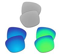 EZReplace Verres de rechange compatibles avec les lunettes de soleil Spy Optic Honey (verres polarisés) - Compatible avec monture Spy Optic Honey (argent métallique + bleu glacier + vert printemps)