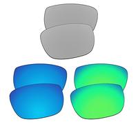EZReplace Verres de rechange compatibles avec les lunettes de soleil Spy Optic Paycheck (verres polarisés) - Compatible avec les montures Spy Optic Paycheck (argent métallique + bleu glacier + vert