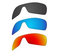 EZReplace Verres de rechange pour lunettes de soleil Oakley Batwolf OO9101 (verres polarisés), Noir carbone + bleu glacier + rouge feu, Taille unique