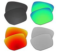 EZReplace Verres de rechange pour lunettes de soleil Oakley Ejector OO4142 (verres polarisés) - Compatible avec monture Oakley Ejector (noir carbone + vert printemps + rouge feu + métal argent), Noir