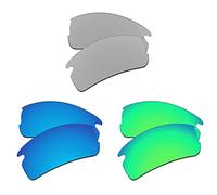 EZReplace Verres de rechange pour lunettes de soleil Oakley Flak XS OJ9005 pour enfants (verres polarisés) - Compatible avec monture Oakley Flak XS (argent métallique + bleu glacier + vert printemps)