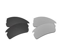 EZReplace Verres de rechange pour lunettes de soleil Oakley Flak XS OJ9005 pour enfants (verres polarisés) - Compatible avec monture Oakley Flak XS (noir carbone + argent métallique)