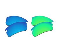 EZReplace Verres de rechange pour lunettes de soleil Oakley Flak XS OJ9005 (verres polarisés) - Compatible avec monture Oakley Flak XS (bleu glacial + vert printemps)