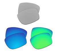 EZReplace Verres de rechange pour lunettes de soleil Oakley Gibston OO9449 (verres polarisés) - Compatible avec monture Oakley Gibston (métal argenté + bleu glacier + vert printemps), Métal argenté +
