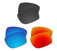 EZReplace Verres de rechange pour lunettes de soleil Oakley Gibston OO9449 (verres polarisés) - Compatible avec monture Oakley Gibston (noir carbone + bleu glacier + rouge feu), Noir carbone + bleu