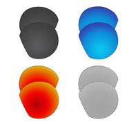 EZReplace Verres de rechange pour lunettes de soleil Oakley HSTN OO9464-52 (verres polarisés) - Compatible avec monture Oakley HSTN (noir carbone + bleu glacier + rouge feu + métal argenté), Noir