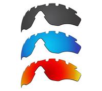 EZReplace Verres de rechange pour lunettes de soleil Oakley M2 avec monture ventilée OO9212 (verres polarisés), Noir carbone + bleu glacier + rouge feu, Taille unique