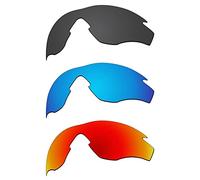 EZReplace Verres de rechange pour lunettes de soleil Oakley M2 Frame OO9212 (verres polarisés), Noir carbone + bleu glacier + rouge feu, taille unique