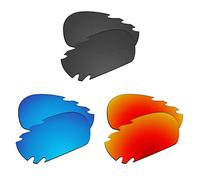 EZReplace Verres de rechange pour lunettes de soleil Oakley Racing Jacket ventilées (verres polarisés), Noir carbone + bleu glacier + rouge feu, Taille unique